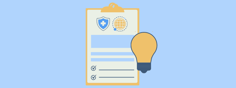 Canadian expat medical insurance policy with a lightbulb, representing guidance for Canadians living abroad and returning to GHIP coverage.